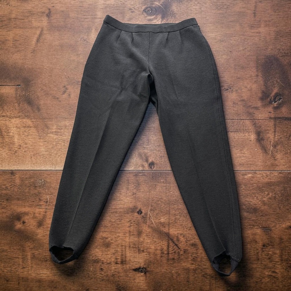 Vintage USA St John Sportswear Womens Black Knit Stirrup Pants Size 2